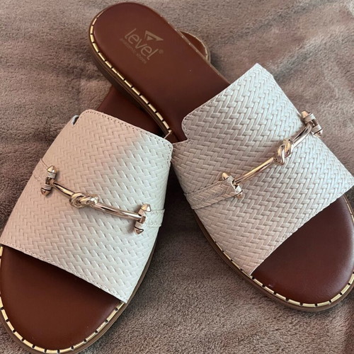 Level Anatomic flat sandals size 40 new, white with gold detail