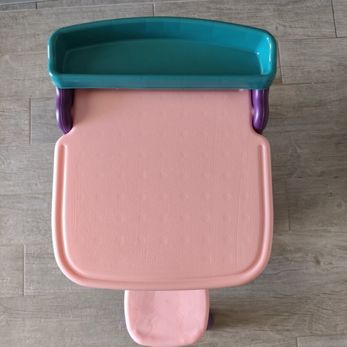 Montessori desk with drawing board and stool 2 in 1, purple-pink