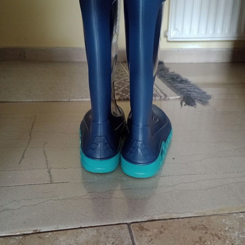 Women's galotses used, blue with turquoise sole, size 38