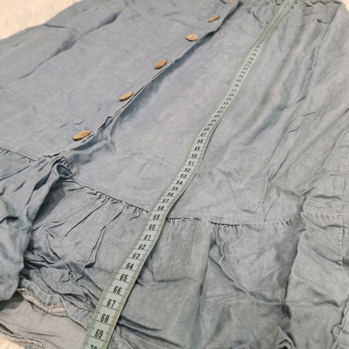 Midi skirt like new, denim look, elastic waist, one size, blue
