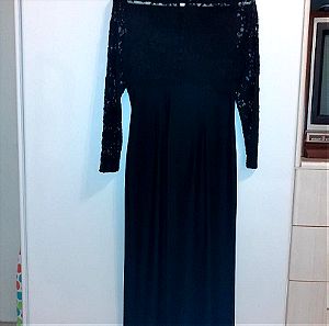 Μαύρο φόρεμα αμπιγέ με δαντέλα