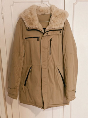 Men's Long Parka Inner Puffer Jacket like new, beige, size L