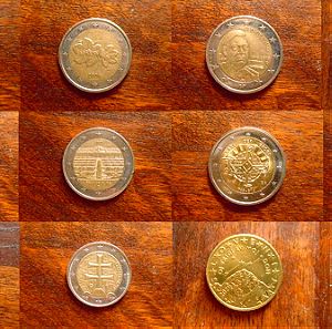 10 Δυσεύρετα νομίσματα των 2Euro και 2 νομίσματα των 50cent, απο διάφορες χώρες της Ευρώπης.