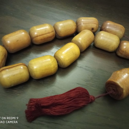 Vintage worry beads used, wooden, large decorative tabletop