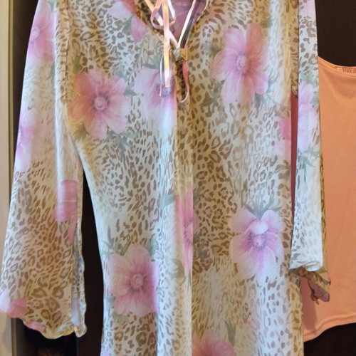 Mat floral tunic set 80cm with pink top