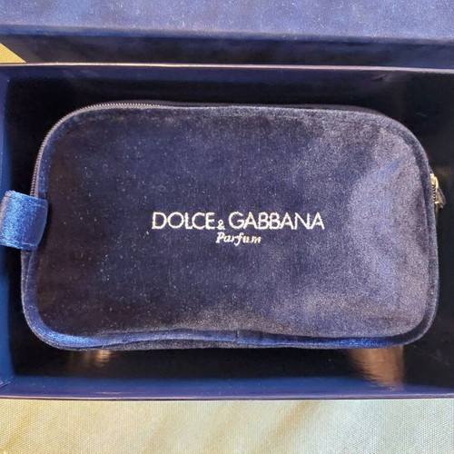 Dolce & Gabbana Velvet Toiletry Bag New, Black and Blue