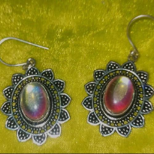 Handmade Large Dangle Earrings from Ioannina in 925 Sterling Silver with Moonstone new