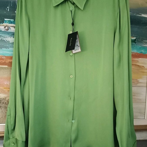 Massimo Dutti shirt new viscose green size 42