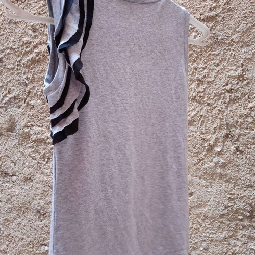 Women's elastic t-shirt XS grey with ruffle new