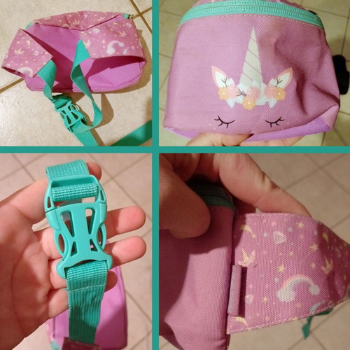Girls' bag set with shoulder, fabric, knitted, plush, and unicorn waist bags