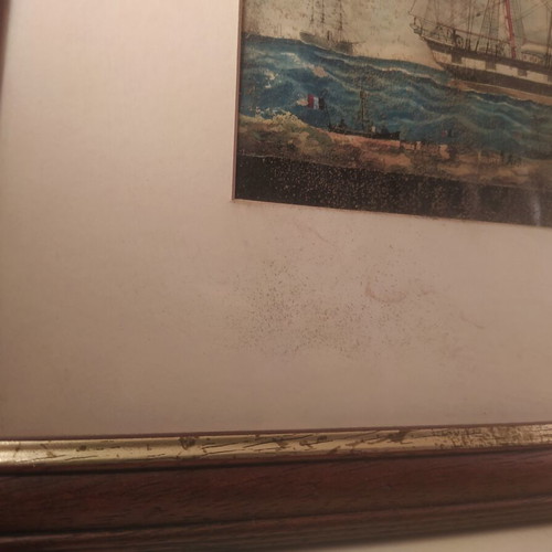 Wooden frames set of 2 with ship theme, like new, approx. 40x30cm