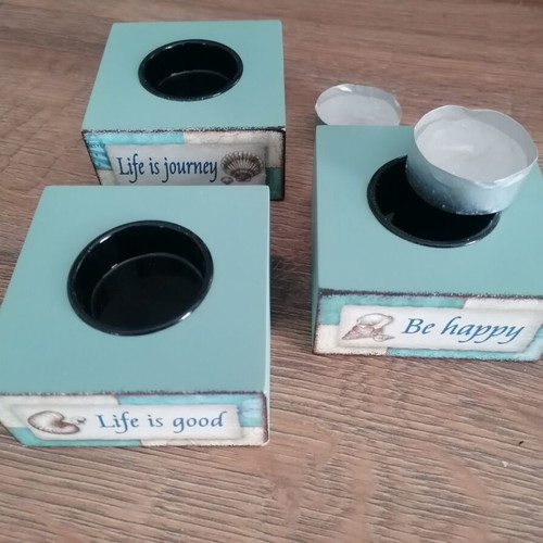 3 decorative candle holders with beautiful designs and lovely messages