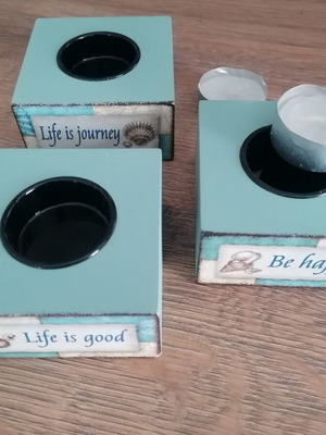 3 decorative candle holders with beautiful designs and lovely messages