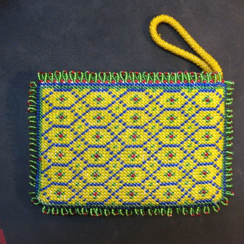 Beaded wallet used, handmade, 13x9 cm