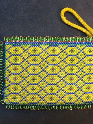 Beaded wallet used, handmade, 13x9 cm