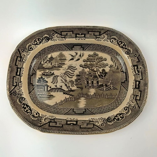 Antique large English Warranted Staffordshire JC & CO platter used, 1850