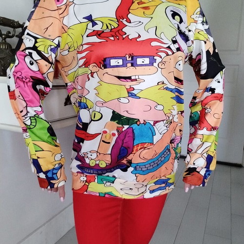 Long-sleeve sweatshirt multicolor like new, size L (fits S/L)