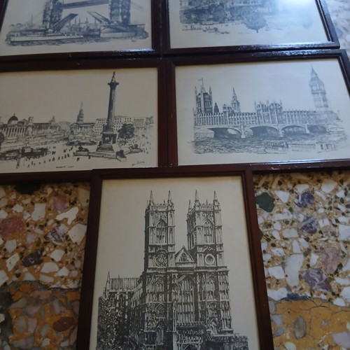 Set of 5 framed London art prints