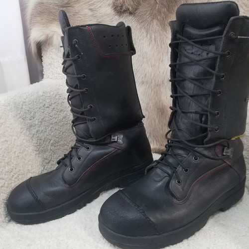 Firefighter leather boots used, GoreTex, men's size 44, black