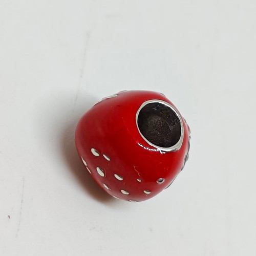 Silver Charm 925 Strawberry with Enamel and Zirconia like new