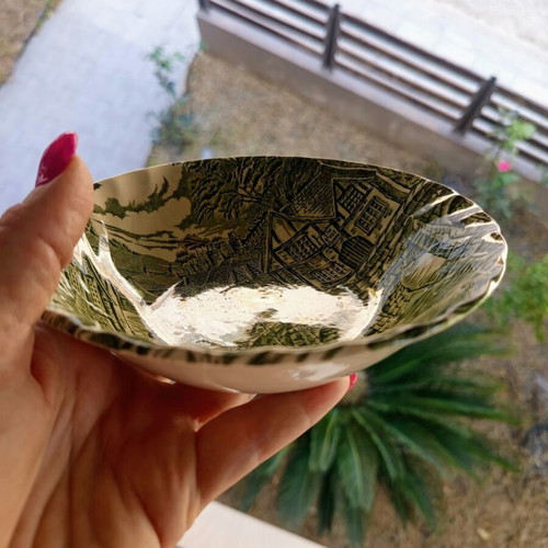 Alfred Meakin The Post House vintage green transferware bowl