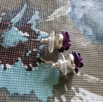 Rose shaped earrings purple used