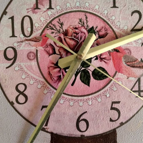 Handmade wooden shabby chic vintage wall clock 43cm, new