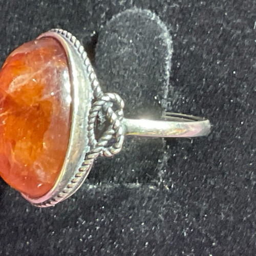 Fire Quartz Silver Ring one size
