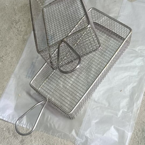 Inox serving baskets for fries, set of 12, professional