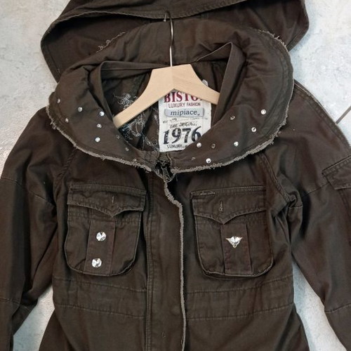 Jacket coat used with hood brown size M