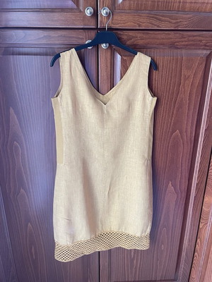 Linen dress like new, mustard color, size S