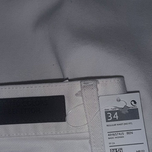 Benetton denim pants white XL 34 new, wide bell-bottom fit