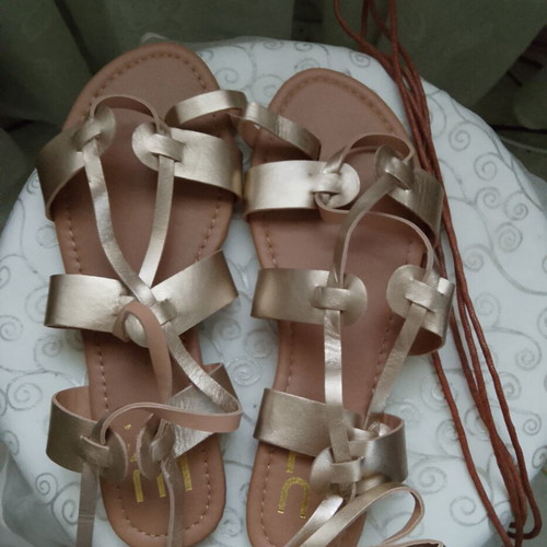 Luigi leather flat sandals new, gold color