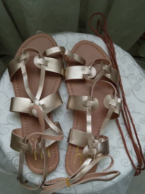 Luigi leather flat sandals new, gold color