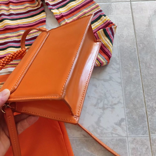 Zara multicolor striped blouse with orange pants and bag set