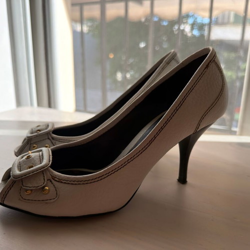 Migato Peep-Toe Leather Pumps White Size 38 Like New