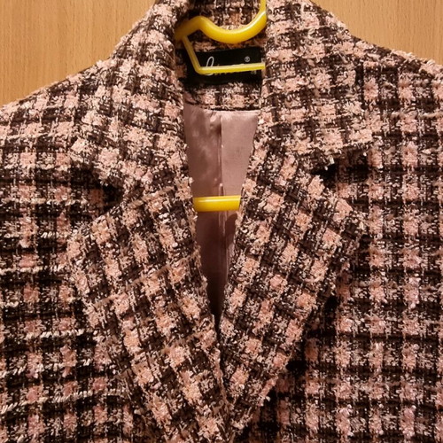 Linwa Vintage single-button checked jacket like new, brown and pink, size 4XL
