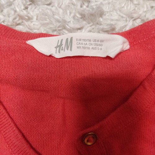 H&M cardigan like new, watermelon color, for ages 4-6