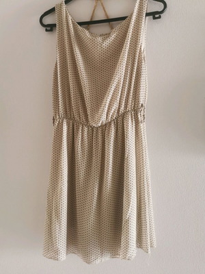 Πουά μίνι φόρεμα σαν καινούργιο με θηλιές για ζωνάκι, μπεζ καφέ