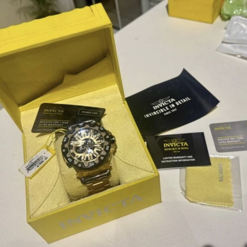 Invicta speciality diamond watch new, gold color, waterproof