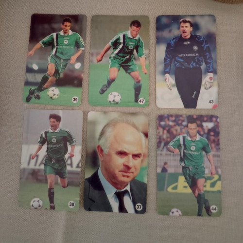 Panathinaikos Rainbow Football Cards used, set of 6 from 98/99