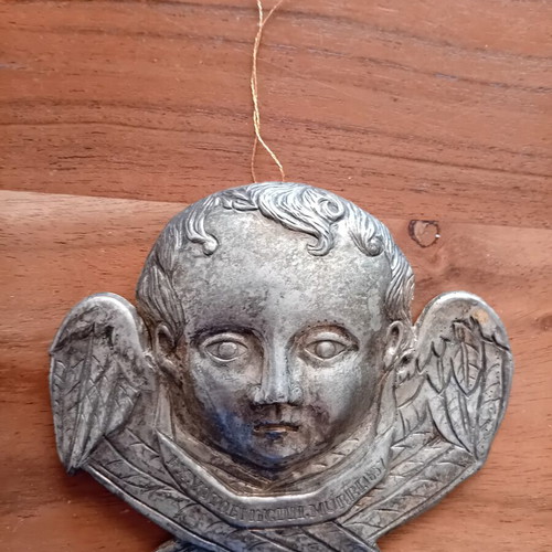 Metal votive offering in angel form, Italian