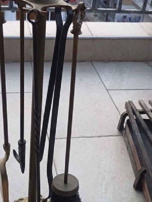 Fireplace set of 5 pieces used, bronze