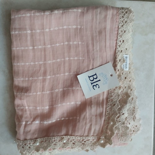 Pareo scarf Ble Resort Collection new, soft pink with lace