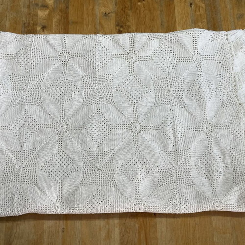 Handmade white knitted blanket quilt vintage used 1.80 x 1.34 m