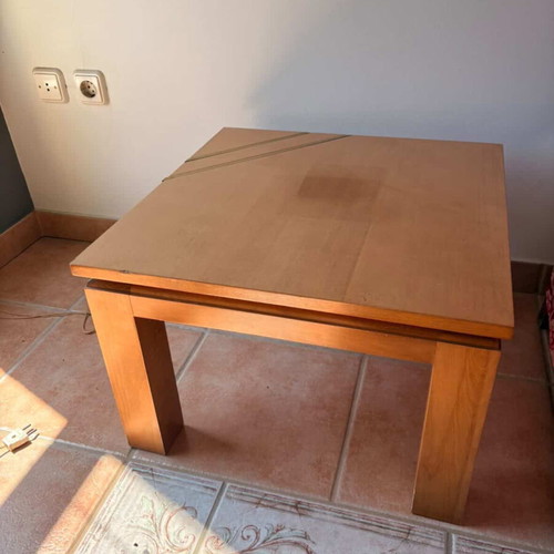 Coffee Table Set used, 3 pieces, solid wood with metal details