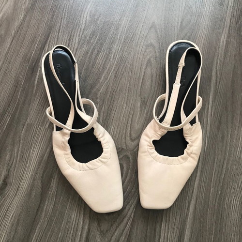 Massimo Dutti slingback sandals size 37 new beige and white
