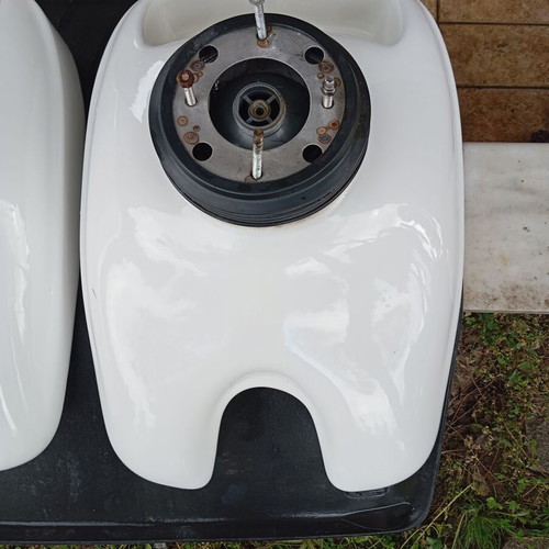 White porcelain hair salon sink used