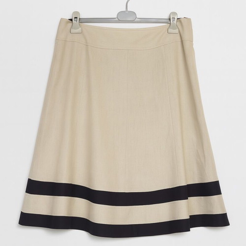 Beige A-line skirt with black stripes like new