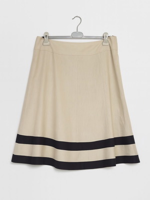 Beige A-line skirt with black stripes like new